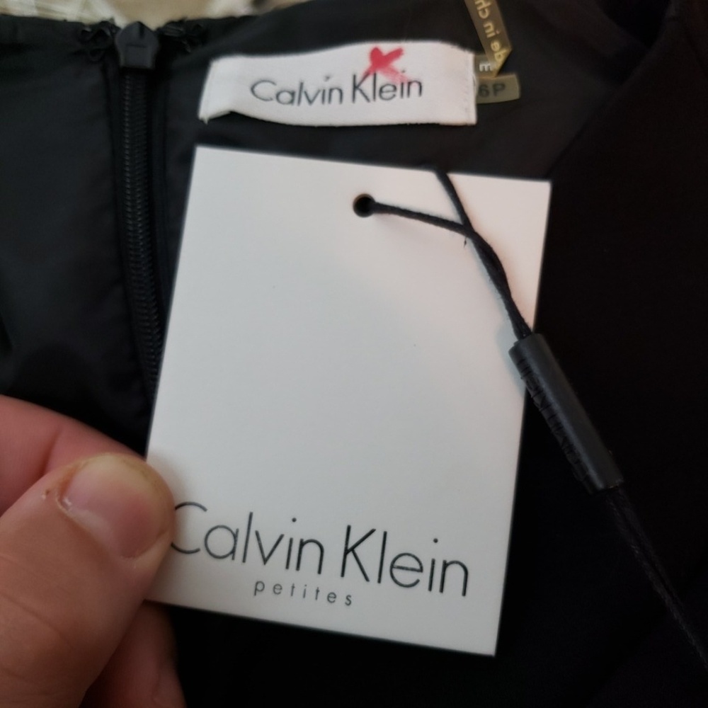 Calvin Klein Petites Cowl Neck Belted Sheath Dress - Picture 6 of 6